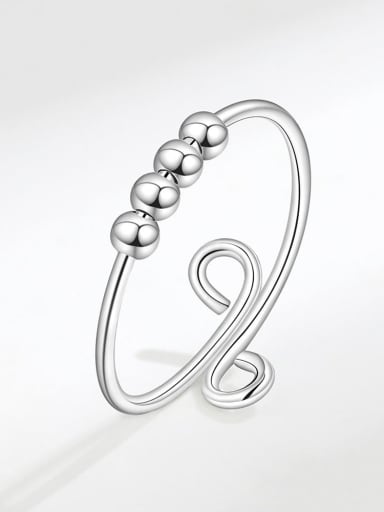 Silver sliding bead (PNJ577) 925 Sterling Silver Bead Geometric Minimalist Band Ring