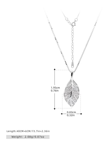 platinum 925 Sterling Silver Cubic Zirconia Leaf Minimalist Necklace
