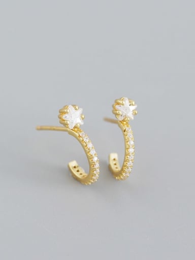 2#Golden white stone 925 Sterling Silver Rhinestone White Geometric Luxury Stud Earring