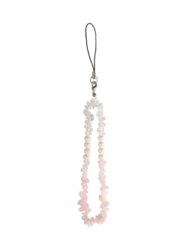P68002 Light Pink Hand Woven Crystal Stone Beaded Charm Mobile Accessories