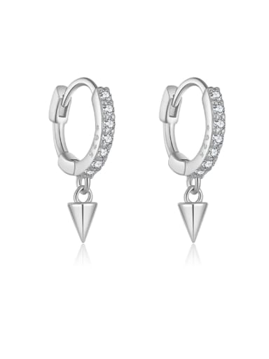 Platinum [White Stone] 925 Sterling Silver Cubic Zirconia Geometric Dainty Stud Earring