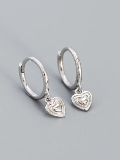 Platinum 925 Sterling Silver Cubic Zirconia Heart Vintage Stud Earring
