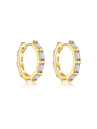 18K gold [white stone] 925 Sterling Silver Cubic Zirconia Geometric Dainty Stud Earring