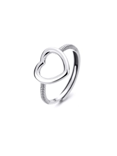 925 Sterling Silver  Hollow Heart Minimalist Band Ring