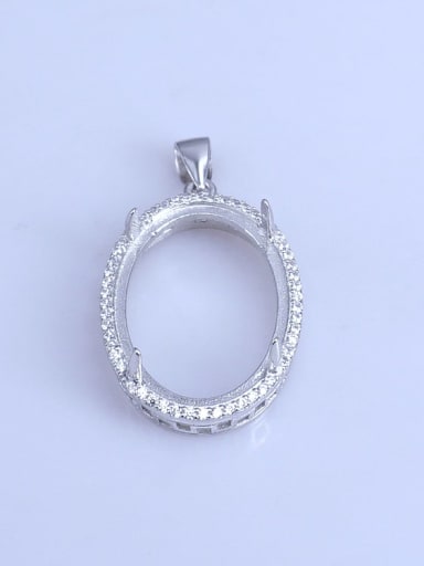 925 Sterling Silver Rhodium Plated Round Pendant Setting Stone size: 18*25mm