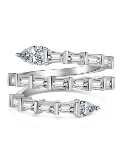 Platinum DY120964 S W WH 925 Sterling Silver Cubic Zirconia Geometric Luxury Stackable Ring