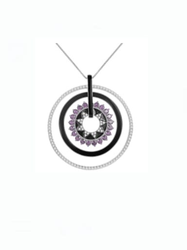 Natural Amethyst Pendant +Chain 925 Sterling Silver Garnet Geometric Dainty Necklace