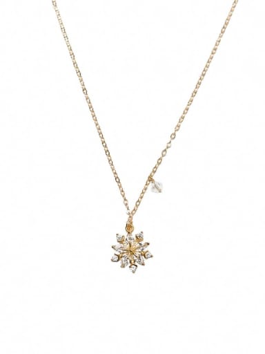 925 Sterling Silver Crystal Gold Flower Dainty Necklace