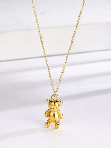 Titanium Steel Cute  Bear  Pendant Necklace