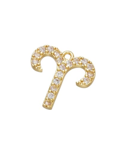 Golden Aries Brass Diamond Gold Plated Zodiac Pendant