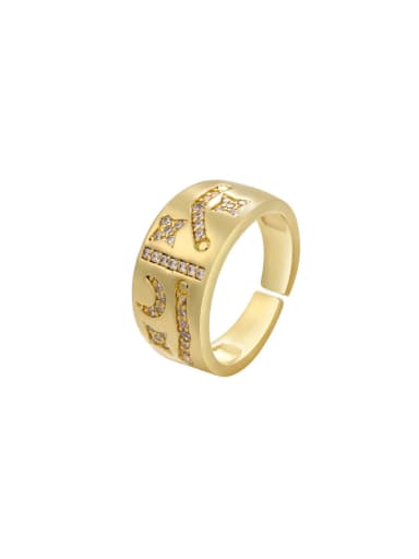 Brass Cubic Zirconia Geometric Trend Band Ring