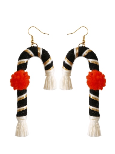 Black Cotton Rope +Tassel Christmas Bossian Style Hand-Woven Earrings