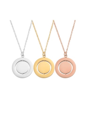 Stainless Steel Inner Layer Rotatable Double-Layer Geometric Disc Pendant Necklace
