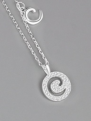 Silver (letter C) 925 Sterling Silver Cubic Zirconia Letter Minimalist Necklace