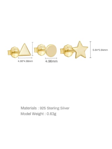 3 pieces in a set of gold 2 925 Sterling Silver Cubic Zirconia Geometric Dainty Single Earring