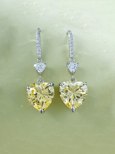 925 Sterling Silver High Carbon Diamond Heart Luxury Hook Earring