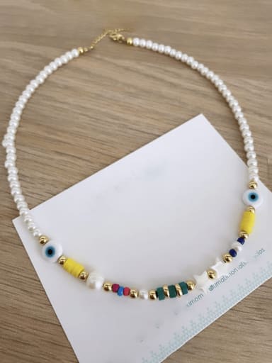 A Freshwater Pearl Multi Color Geometric Bohemia Handmade Beading Necklace