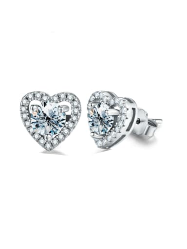 925 Sterling Silver Moissanite Heart Dainty Stud Earring