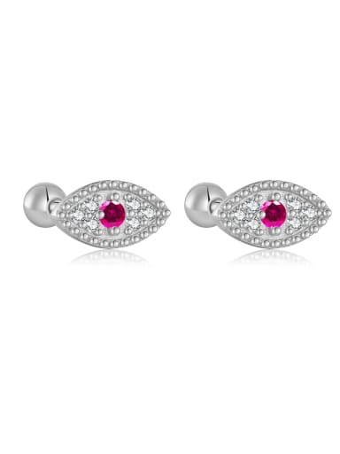 Platinum (Redstone) 925 Sterling Silver Cubic Zirconia Evil Eye Dainty Stud Earring