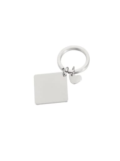 Steel color Stainless steel Square Minimalist Key Chain