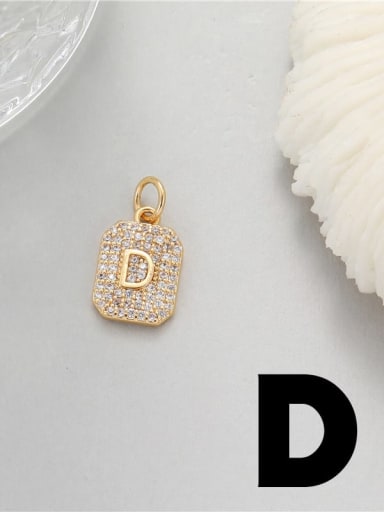 14 K gold N 0504 Brass Cubic Zirconia Minimalist English Letter Pendant