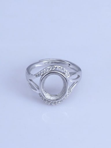 925 Sterling Silver 18K White Gold Plated Geometric Ring Setting Stone size: 8*10mm