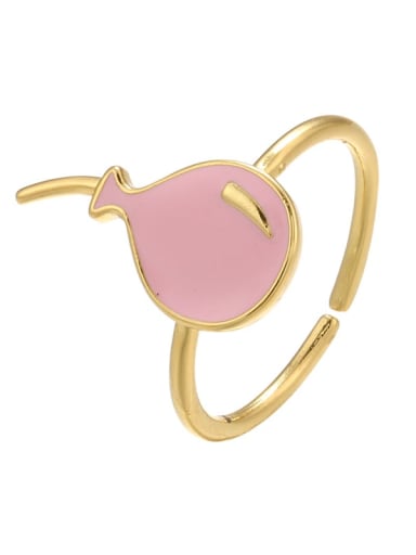 Pink Brass Enamel Rhinestone Trend Band Ring