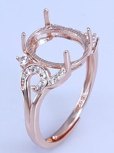 rose gold 925 Sterling Silver 18K White Gold Plated Geometric Ring Setting Stone size: 10*12mm