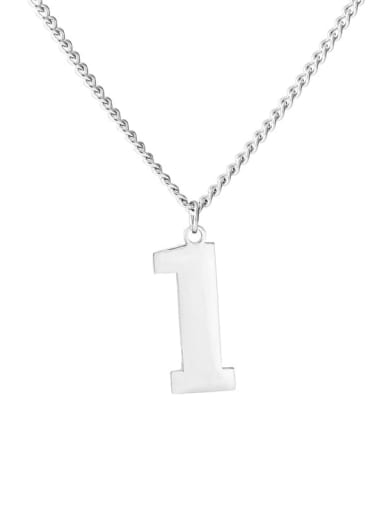 Number 1 Necklace Titanium Steel Number Minimalist Long Strand Necklace