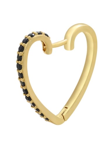 Golden black diamond Brass Rhinestone Heart Dainty Stud Earring