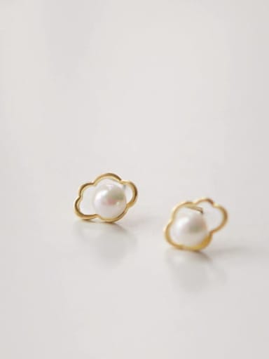 925 Sterling Silver Imitation Pearl Cloud Minimalist Stud Earring