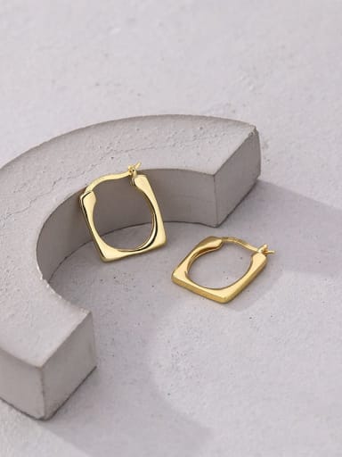 E2656 Gold 925 Sterling Silver Geometric Minimalist Huggie Earring