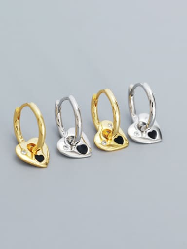 925 Sterling Silver Acrylic Heart Trend Huggie Earring