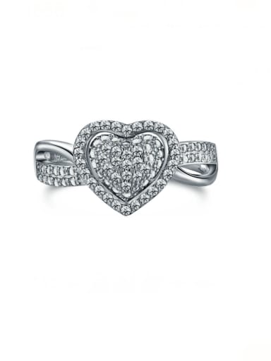925 Sterling Silver Cubic Zirconia Heart Dainty Band Ring
