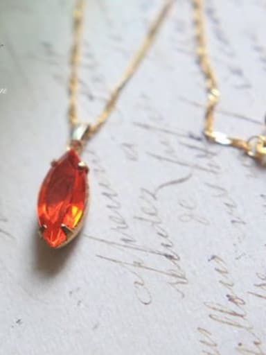 925 Sterling Silver Crystal Orange Water Drop Dainty Necklace