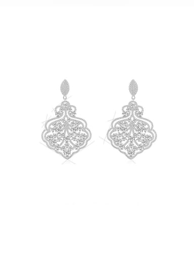 925 Sterling Silver High Carbon Diamond Flower Luxury Cluster Earring