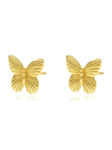 E2964 Gold 925 Sterling Silver Butterfly Minimalist Stud Earring