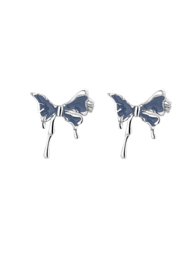 925 Sterling Silver Enamel Butterfly Vintage Stud Earring