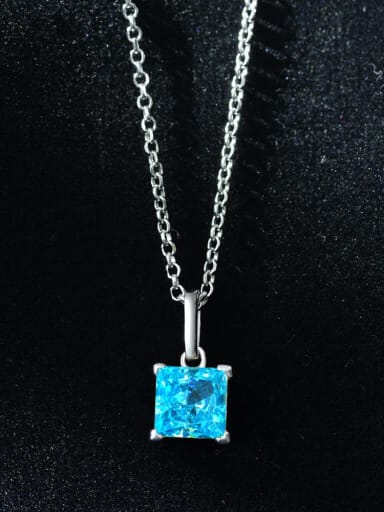Sea blue (including chain) [P 0445] 925 Sterling Silver High Carbon Diamond Geometric Minimalist Necklace