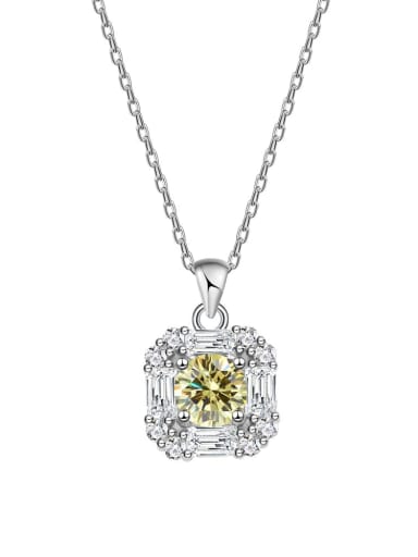 Yellow diamond 925 Sterling Silver Cubic Zirconia Geometric Dainty Necklace