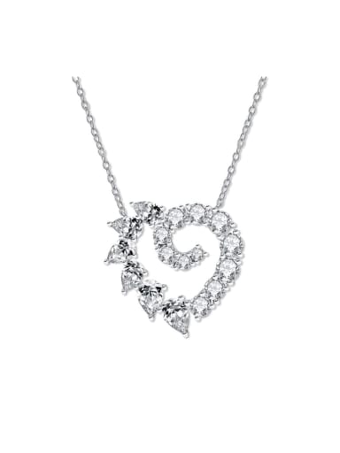 925 Sterling Silver High Carbon Diamond White Heart Luxury Necklace