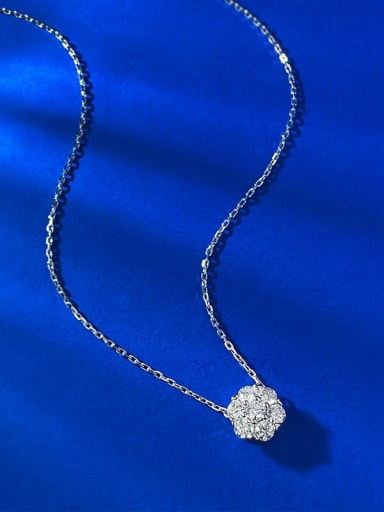 925 Sterling Silver Cubic Zirconia White Flower Dainty Necklace