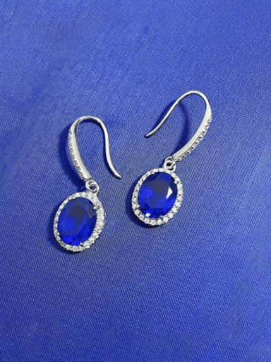 925 Sterling Silver Natural Stone Geometric Luxury Hook Earring