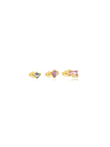 925 Sterling Silver Cubic Zirconia Geometric Dainty Stud Earring