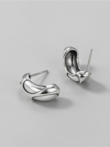 925 Sterling Silver Irregular Pea  Minimalist Stud Earring