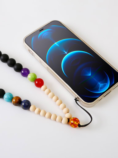 Black n80001 Bead Silicone Trend Beaded  Hand-Woven Mobile Phone Straps/Necklace