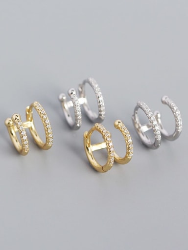 925 Sterling Silver Cubic Zirconia Geometric Minimalist Clip Earring
