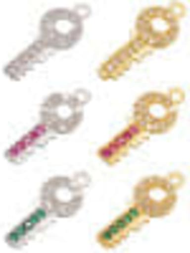 Copper Fancy Diamond Micro Setting Key Necklace Pendant