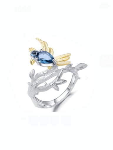 London lantopal stone ring 925 Sterling Silver Natural Color Treasure Topaz Bird Luxury Band Ring