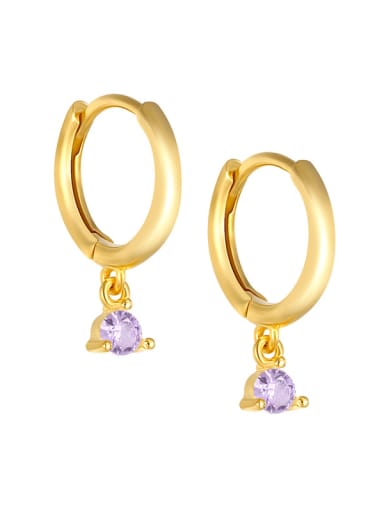 Golden+ Purple 925 Sterling Silver Cubic Zirconia Geometric Minimalist Huggie Earring